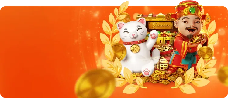 Ilustración de Winpot con un gato de la fortuna y personajes de un juego de Endorphina